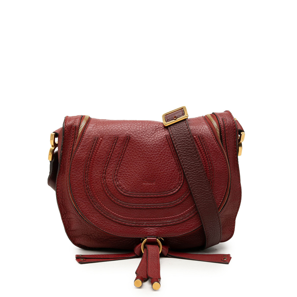 Pre-Loved Chloé Medium Grained Calfskin Marcie Saddle Crossbody